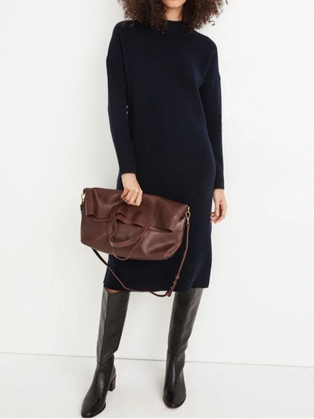Madewell (Re)sourced Cashmere Mockneck Midi Sweater Dress S
